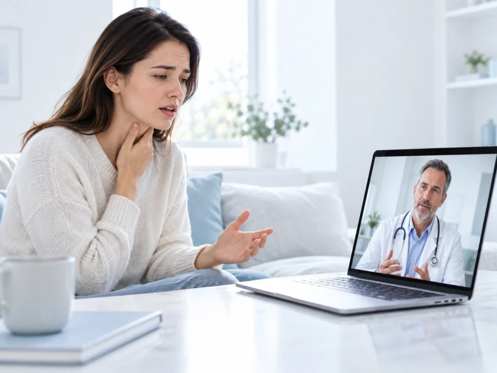 Patient describing a health concern to a doctor online