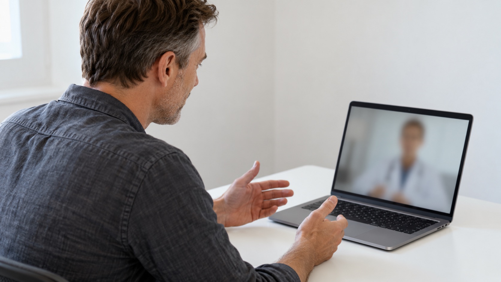 Person speaking with a doctor by video from home