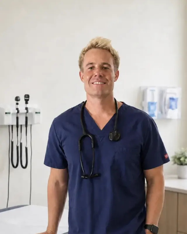 Dr Ben, GP and clinical lead, in a consulting room